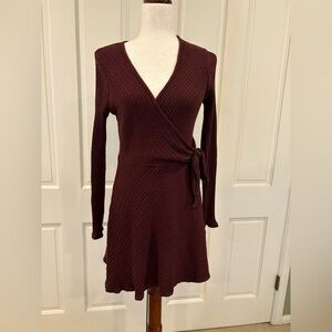 VENUS Burgundy Wrap Mini Dress